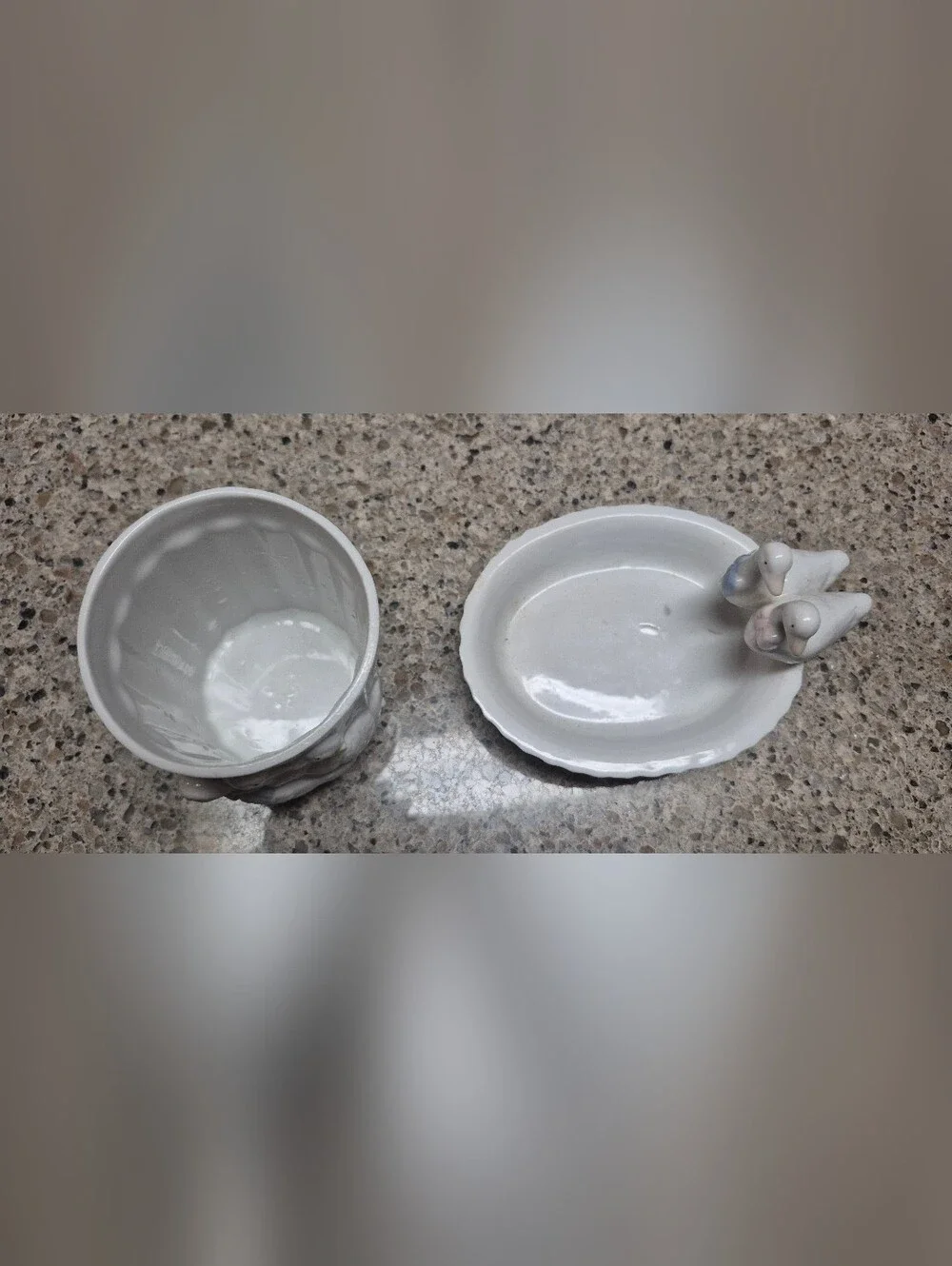Vtg White Country Goose Ceramic Bathroom Set Tumbler Cup Soap Dish Cottagecore